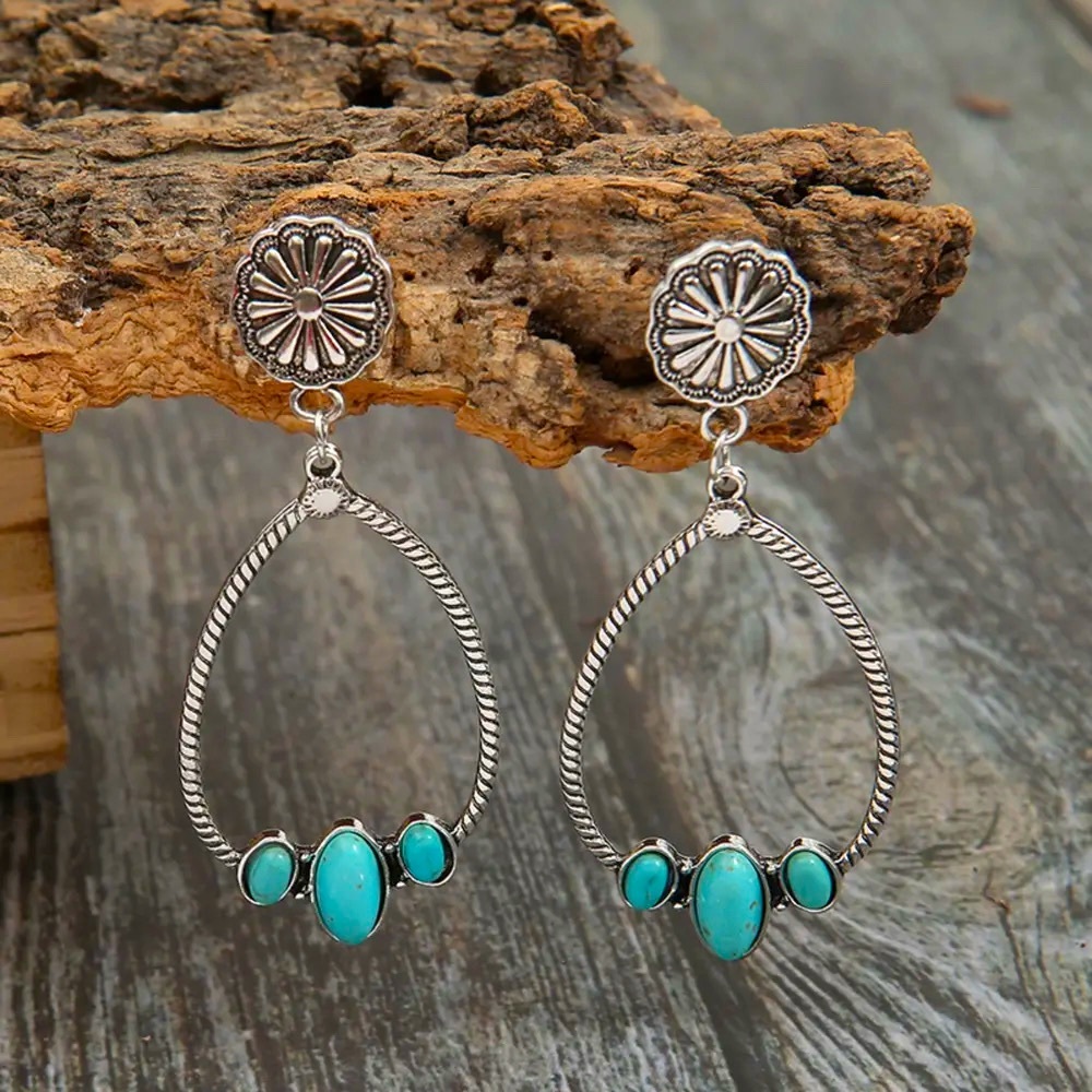 Artificial turquoise teardrop earrings